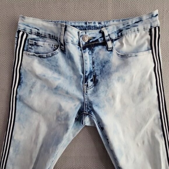 Rue21 Premium Jeans Men's 32x32 Skinny Supreme Flex Distressed Racing Stripe - Picture 5 of 16